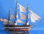 Assembled USS Constellation Wood Model Ship with Copper Bottom