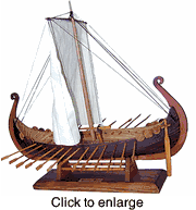 Assembled Viking Boat Model Solid Wood Hull - click to enlarge