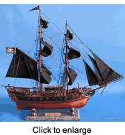 Assembled Wood Pirate Model Ship 26" Black Sails - click to enlarge