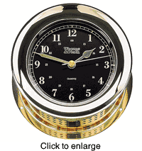 Atlantis Premiere Quartz Ship's Bell Clock, Midnight Black. - click to enlarge