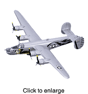 B - 24 J  Liberator Model Airplane  "Dragon and his Tail", Silver - click to enlarge