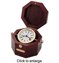 Brass Alarm Clock in Wood Box - click to enlarge