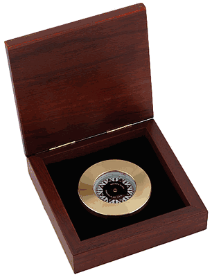 Brass Chart Weight Compass with Wood Box by Weems and Plath