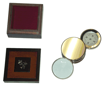 Brass Compass and Magnifier with box
