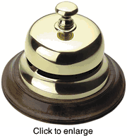 Brass Desk Bell with wood base - click to enlarge