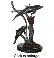 Brass Dolphins and Mermaid Sculpture Small - click to enlarge