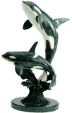 Brass Killer Whale Pair on base