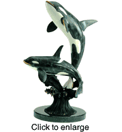 Brass Killer Whale Pair on base - click to enlarge