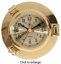 Brass Porthole Clock 5.25" - click to enlarge