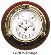 Brass Porthole Clock / Thermometer /  Hygrometer - 10" - click to enlarge