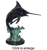 Brass Sailfish Sculpture on Marble base - click to enlarge