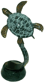 Brass Sea Turtle Sculpture  on Marble Base