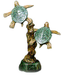 Brass Sea Turtles on Marble Base