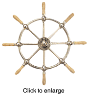 Brass Ship Marine Wheel 30" with wood handles - click to enlarge