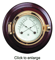 Brass Thermometer / Hygrometer on Teak Wood Base - click to enlarge