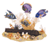 Cannon and 6 Wood Fish Collectible Figurine Set by Nature Crafts