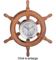 Captain's Wheel Clock  -  24" Diameter. - click to enlarge