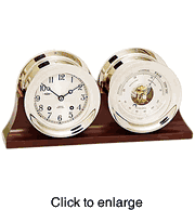 Chelsea 4.5" Shipstrike Key Wind Clock and Barometer Set - Nickel Finish - click to enlarge