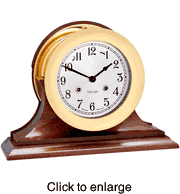 Chelsea 6" Shipstrike Key Wind Clock with Hinge Bezel with Wood Traditional Base  - click to enlarge