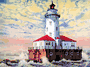 Chicago Harbor, IL. Lighthouse: Watercolor Print.