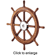 Classic Teak Yacht  Nautical Ship Wheel - Marine Grade 32" - click to enlarge