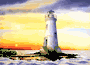 Cockspur, GA. Lighthouse: Watercolor Print.