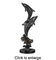 Cresting Double Dolphins Bronze Sculpture - click to enlarge
