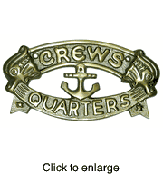 Crew's Quarters Bronze Finish Nautical Door Plaque - click to enlarge