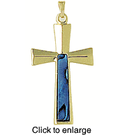 Cross 2 Pendant Nautical Jewelry with Paua Shell - click to enlarge