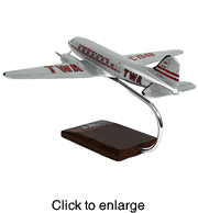 DC 3 Wood Model Airplane - TWA - click to enlarge
