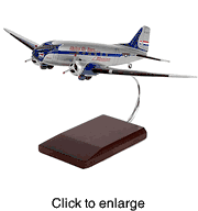 DC 3 Wood Model Airplane - United - click to enlarge