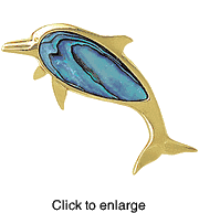 Dolphin Pin - Brooch Nautical Jewelry with Paua Shell - click to enlarge