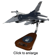  F - 16C Falcon, (USAF). Wood Model Airplane with Clear Canopy - click to enlarge