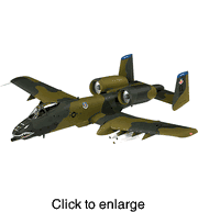 Fairchild A-10A Thunderbolt II - 74th Fighter Tactical Sqn.  Diecast Airplane Model by Corgi - click to enlarge