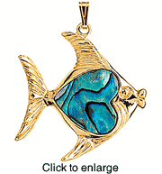Fish Pendant Nautical Jewelry with Paua Shell - click to enlarge
