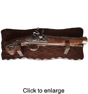 Flintlock Pistol with antiqued wood wall plaque - click to enlarge
