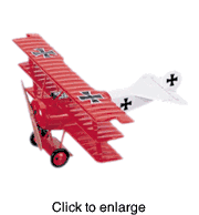 Fokker Dr 1   Red/White Wood Model Airplane - click to enlarge