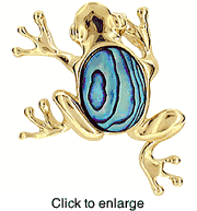 Frog Pin - Brooch Jewelry with Paua Shell - click to enlarge