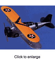 G - 5  Model Airplane "Red Rippers"  (Circa 1933)  Silver / Yellow - click to enlarge