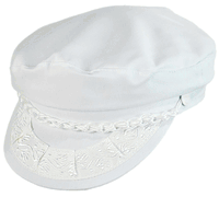 Greek Fisherman's Cap in White Cotton.