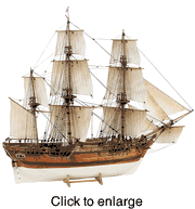 H.M.S. Bounty Wood Model Ship Kit by Billing Boats - click to enlarge