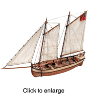 H.M.S. Endeavour Long Boat Wood Model Boat Kit by Artesania Latina - click to enlarge