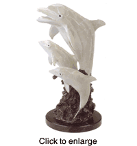 Imperial Finish Dolphin Trio Brass Statue Sculpture  - click to enlarge
