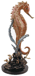 Large Seahorse Bronze Sculpture with Coral