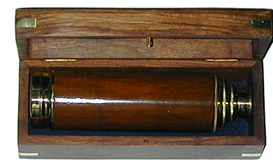 Low Cost Brass / Wood Spyglass Telescope w Wood Box 14"