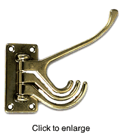 Marine Brass Four Way Coat Hook - Plain  - click to enlarge