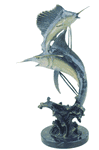 Marlin and Sailfish Brass Sculpture