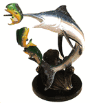 Marlin Going After Mahi Mahi Bronze Sculpture