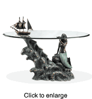 Mermaid & Schooner Brass Coffee Table - click to enlarge