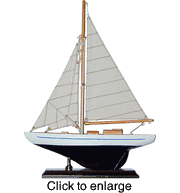 Mini  Wood Sailboat White/Dark Navy Blue - click to enlarge